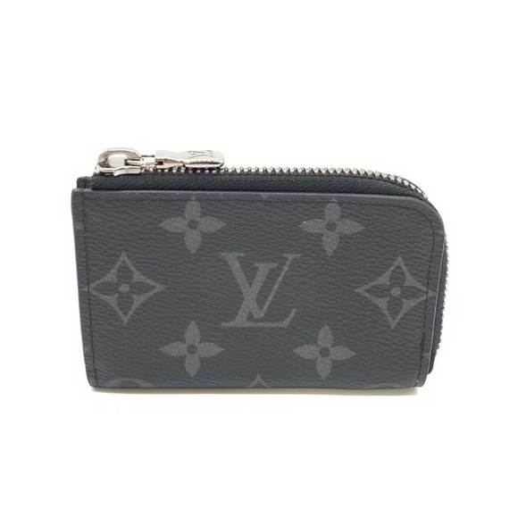 Louis Vuitton Wallet Porte Monédeur Black x Gray Coin Case Purse L-shaped Men...